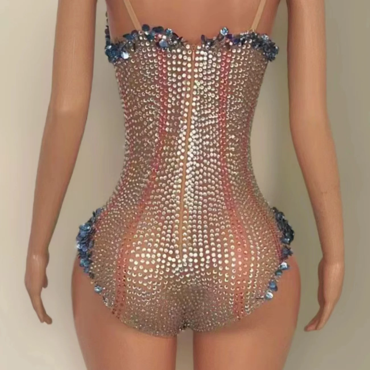 Mono Sexy con diamantes, Bikini para club nocturno, Bar, Festival, fiesta, DJ, cantante femenina, equipo de baile, disfraz de escenario actuación