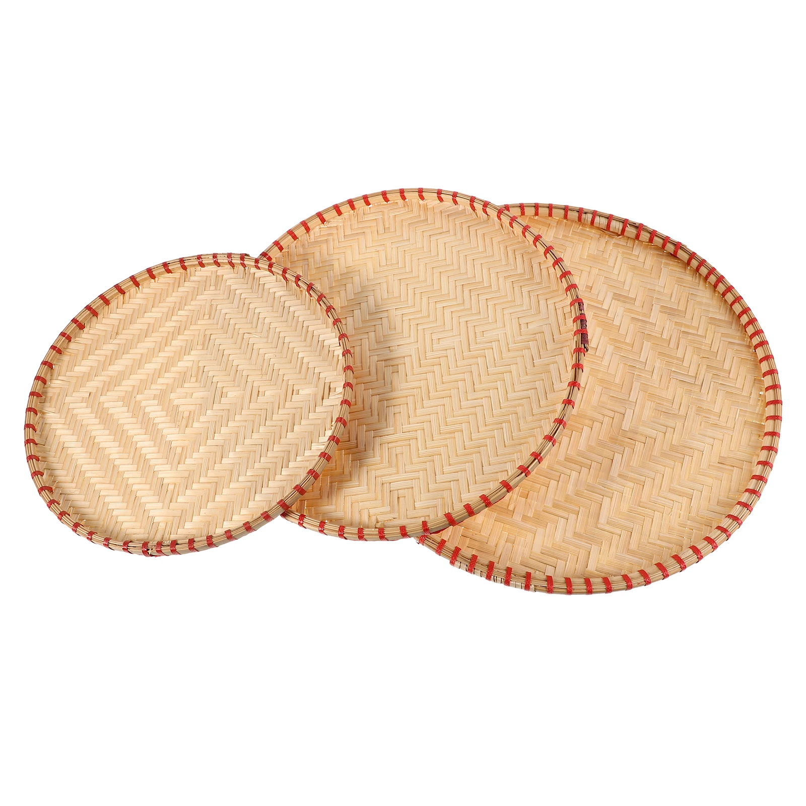 

3pcs Bamboo Storage Basket Handwoven Round Trays Drying Serving Storing Fruits Vegetables Kitchen Supply Bamboo Weaving