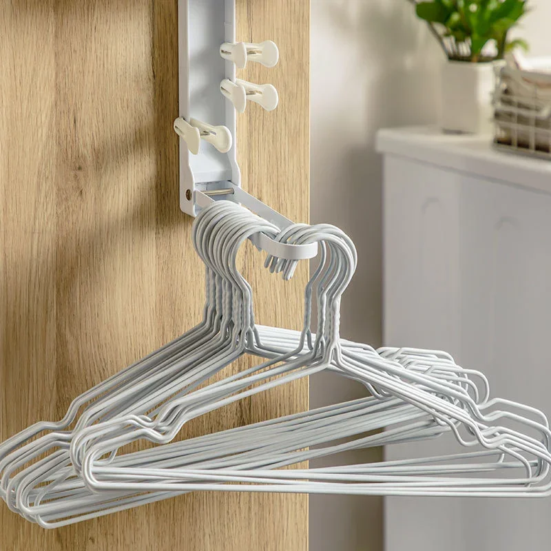 

Drying Rack Clothes Hanger Storage Artifact Home Balcony Clothes Hanger Hook Can Avoid Punching Modern Simple Japanese Folding S