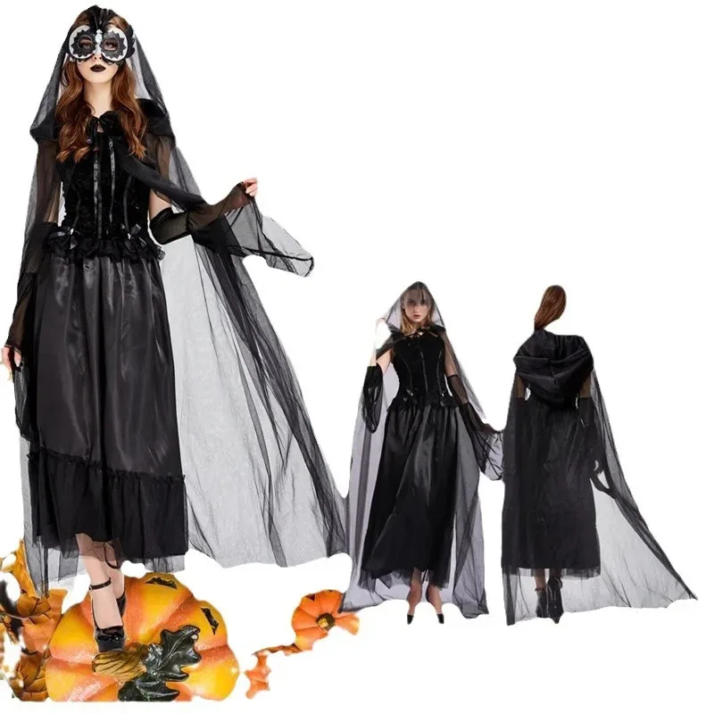 Zawaland Día de los Muertos Fantasma Novia Cosplay México vacaciones aterrador vampiro vestido de lujo mujeres hombres Halloween disfraz sangriento sf/1