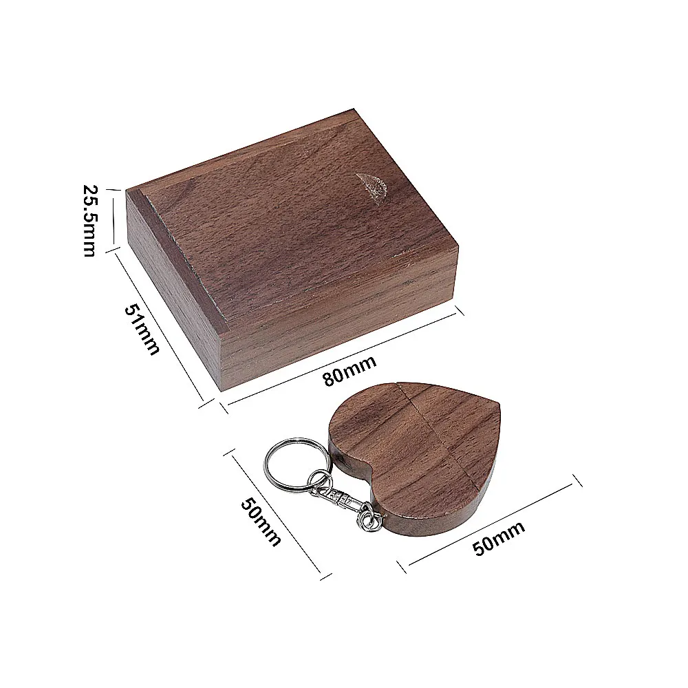 Wooden Heart High-speed USB 3.0 Flash Drive Memory Stick 8gb 16gb 32gb 64GB 128GB Pen Drive Free Key Chain Photography Gift