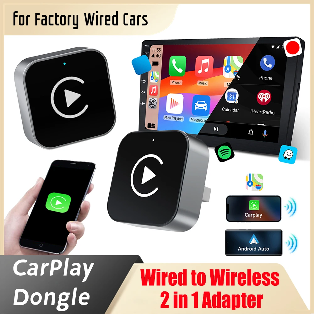 1-3PCS Wireless CarPlay Android Auto Adapter Smart Box Convert Wired To Wireless Smart USB Dongle Auto Connect for Factory Wired