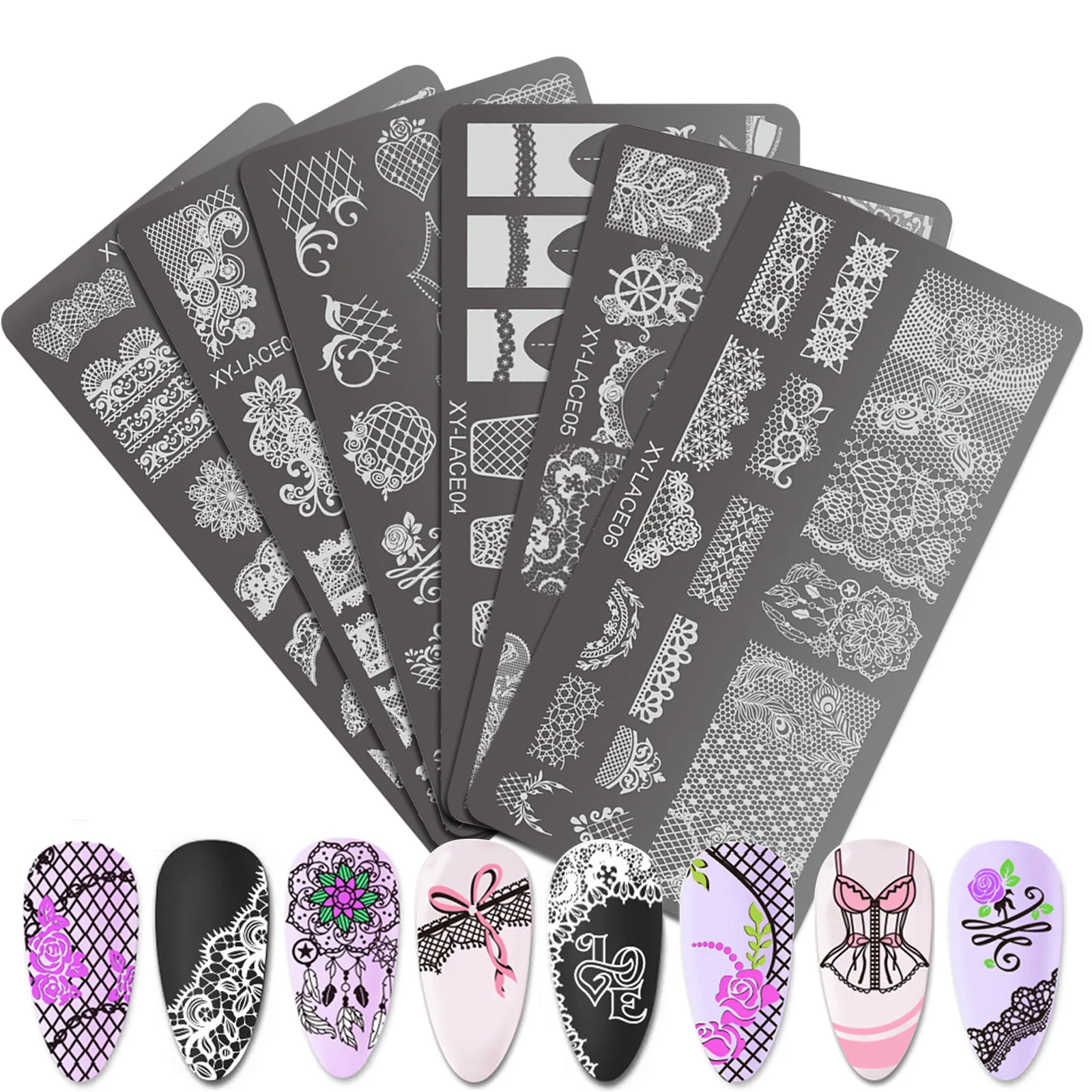 

Lace Flower Nail Art Stamping Plate Wedding Geometry Style Polish Printing Template Plate Floral Nail Art Stencils Manicure Tool