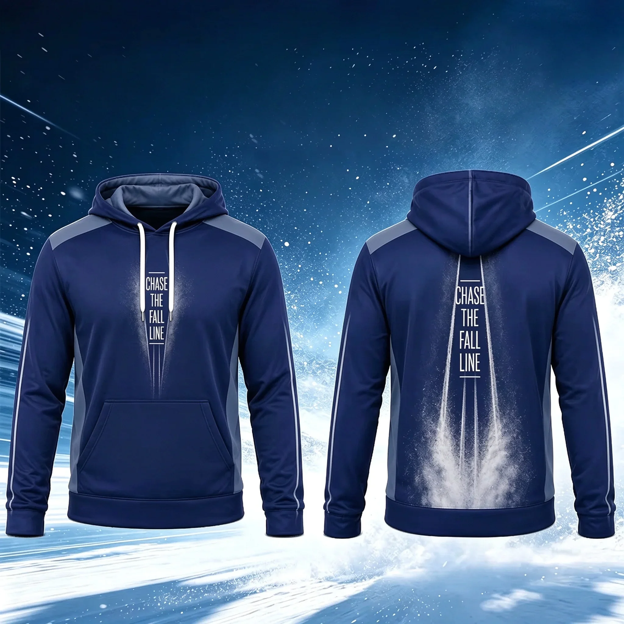 Sports Hoodie Mens Chase The Fall Line Graphic Pullover Hooded Sweatshirt Ski Outdoor Winter Streetwear Vintage Casual Cool Arts
