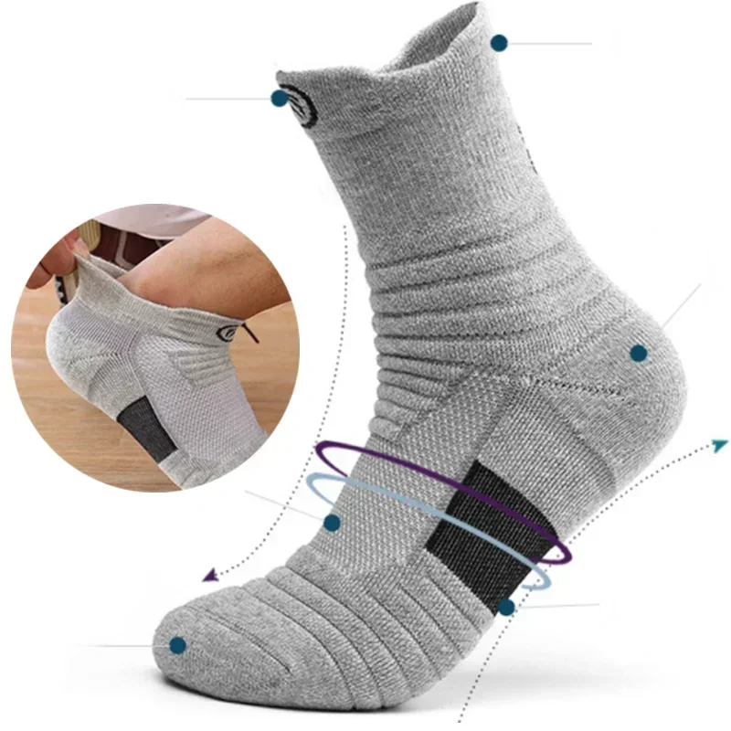 1pairs Men\'s Socks Compression Stockings Breathable Basketball Sports Cycling running Towel Socks High Elastic Tube Socks