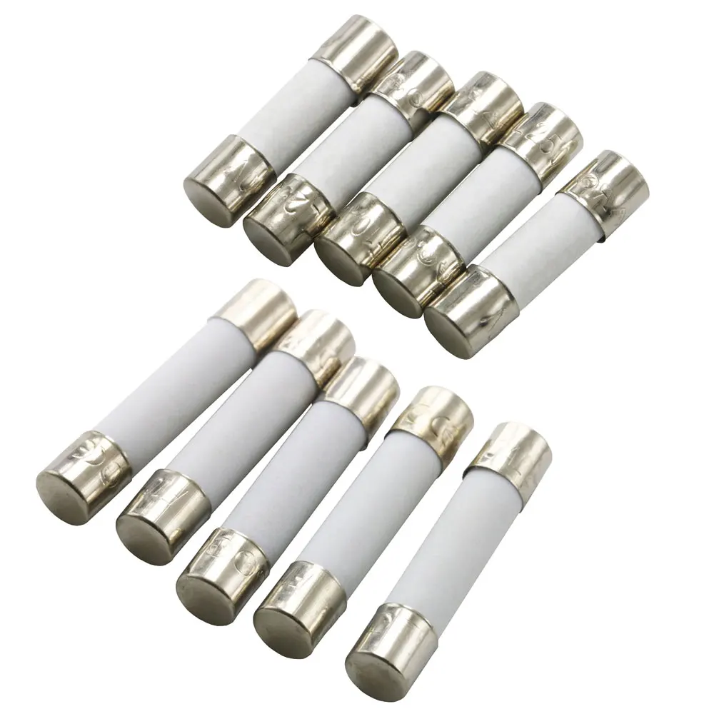 10PCS 5x20mm 6x30mm Ceramic Fuse Tube 250V Fuse 5*20mm 6*30mm F0.5A 1A 2A 3A 3.15A 4A 5A 6A 6.3A 7A 8A 10A 12A 15A 20A 25A 30A