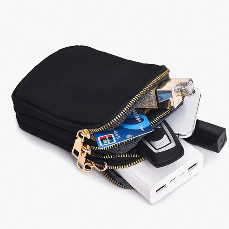 Women Mini Bag Crossbody Zipper Shoulder Bags Mobile Phone Purse Vertical Multifunctional Wallet Black Walking Crossbody Bags