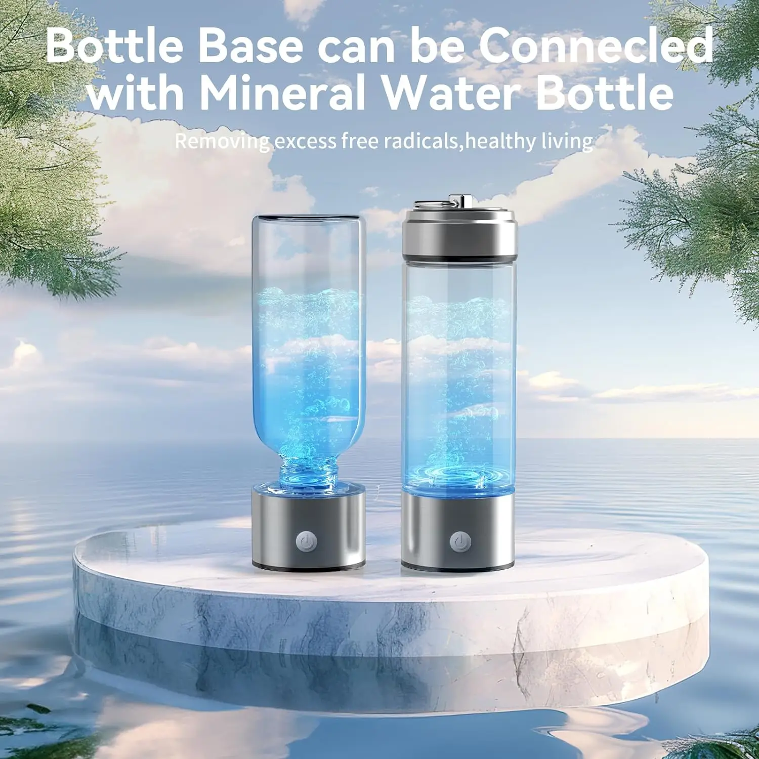 Hydrogen Water Bottle Generator Rechargeable Hydro Health Hydrogen Water Bottle 420ml Portable Glass Hydrogen Water