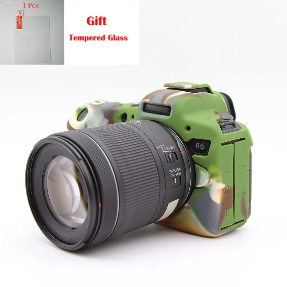 For Canon EOS-R6 R6II Camera Bag Heavy Duty Silicone Cover micro-single digital camera protective case + free tempered film