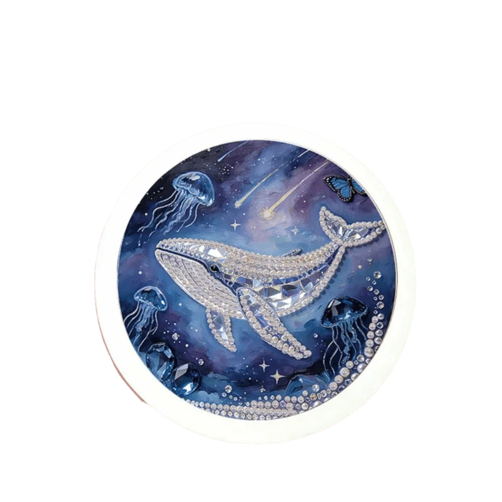 Whale Round Shape Pearl Painting Flower 20cm DIY Painting Material Pack Hand-Pasted Self-Adhesive Paintings Home