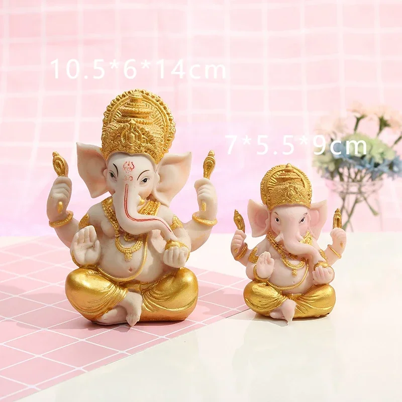 Hand-painted Runes Lord Ganesha Buddha Statue Home Decoration Ganesh Elephant God Sculpture Figurines Ornaments Buddha Statues