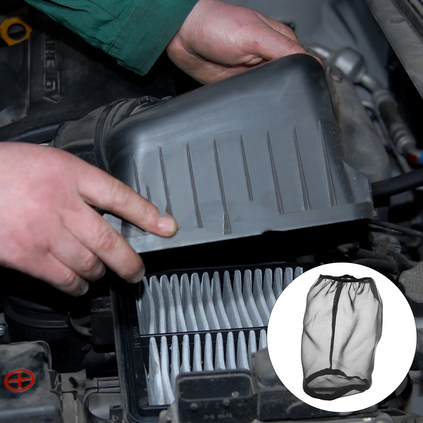 

Air Filter Dust Cover Car Modification Protective Black Air Intake Decorative Flow Hole Spoiler Polyester Material Universal Fit