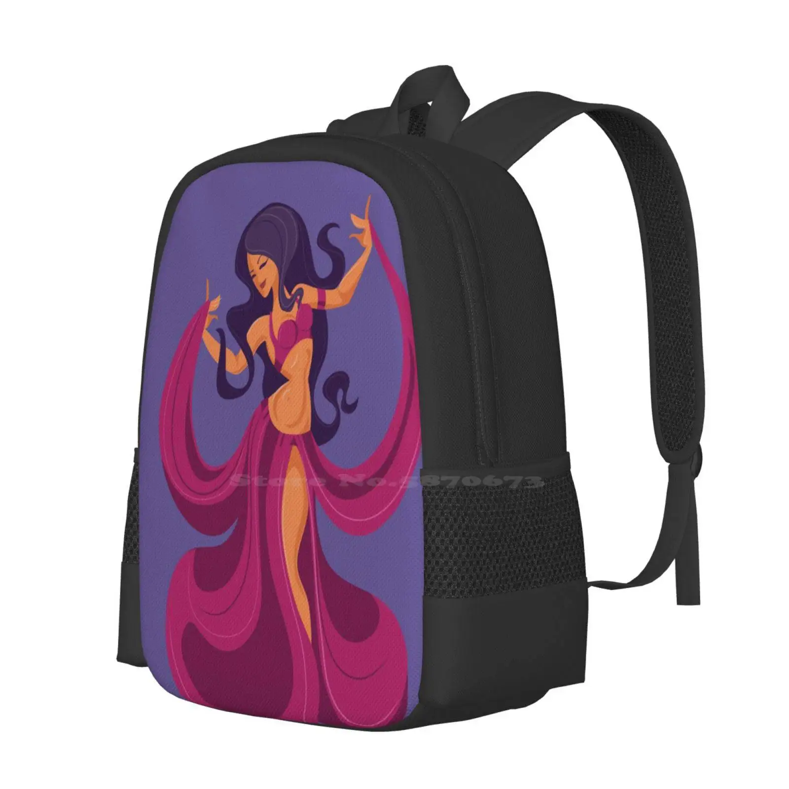 Scheherazade Fab Dreamlike Dance Pattern Design Bagpack School Bags Scheherazade Eastern Curvy Belly Dancer Dancing Cartoon Up