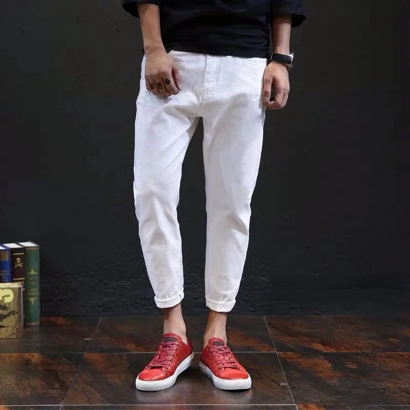 2023 White Jeans Men Ripped Harem Denim Distressed Pants Spring Summer Male Plus Size 38 40 42 Boys Cowboy Trousers