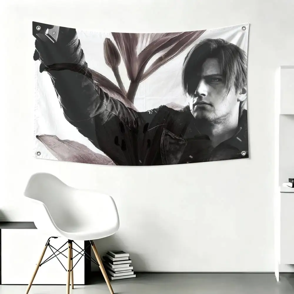 Game Resident Evil Requiem Leon  Flags for Bedrooms Home Decor Items Outdoor Decors Garage Decoration Flaga