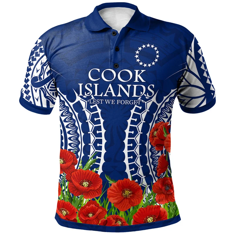 Camisa polo do dia Anzac para homens Lest We Forget Lapela Camisas de golfe de manga curta Austrália Nova Zelândia Tonga Dia Nacional Moda Top