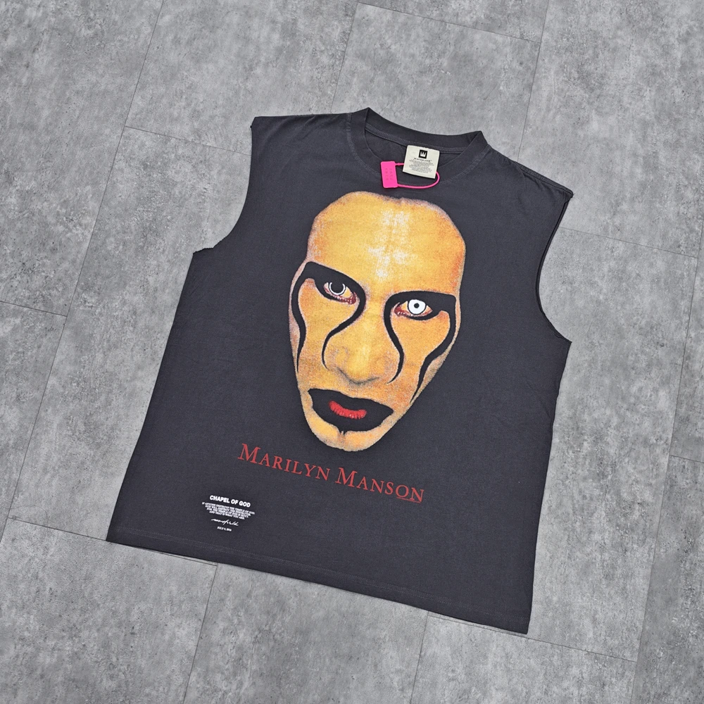

Yao Fashion HipHop Punk Rock Band Streetwear Vintage Loose Graphics Print Sleeveless Tops Casual Oversize Vest For Men Unisex