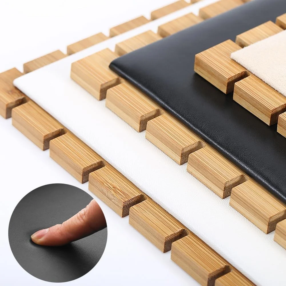 حامل عرض قلادة من الخيزران الإبداعي مع حصيرة جلدية - منظم مجوهرات من الخشب الصلب لعرض بيع متجر المنزل/المتجر #4