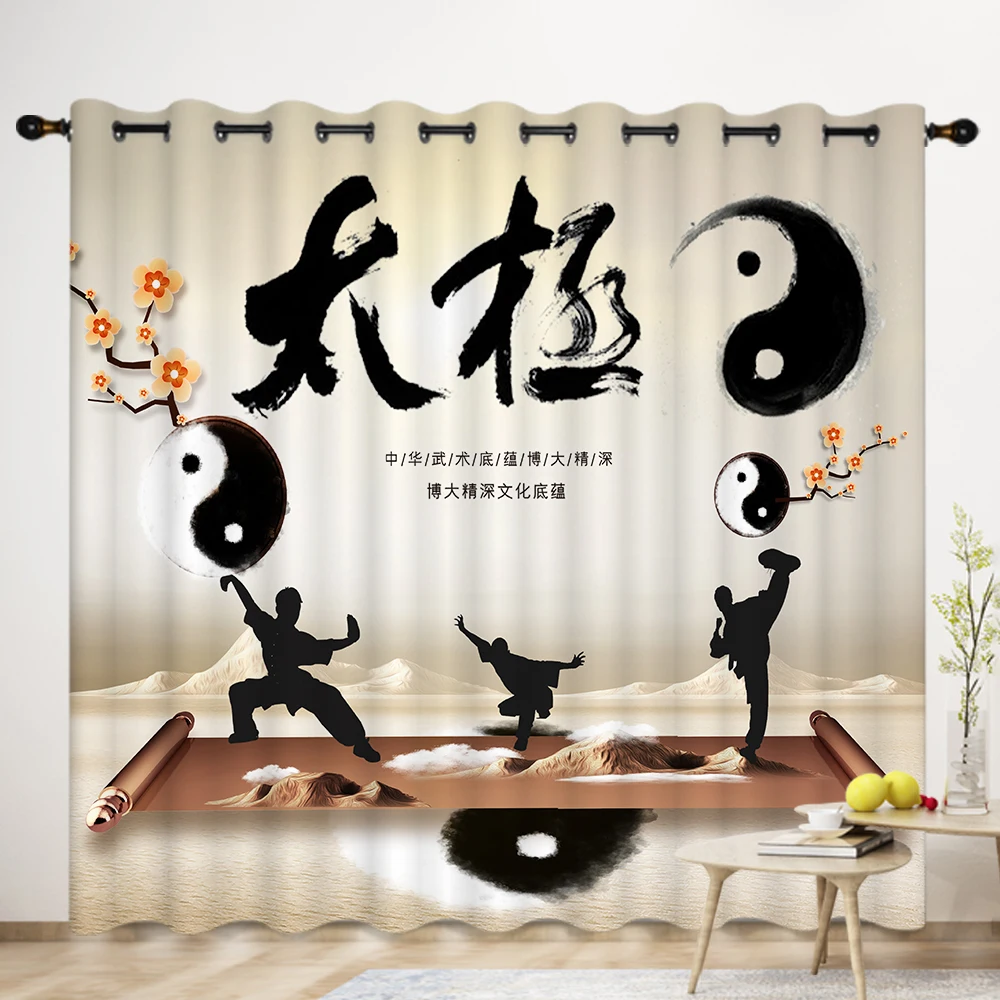 Chinese Zen Tai Chi Eight Diagrams Curtain Five Elements Feng shui Porch Decoration Daoguan Zen Room Floor-to-ceiling Window