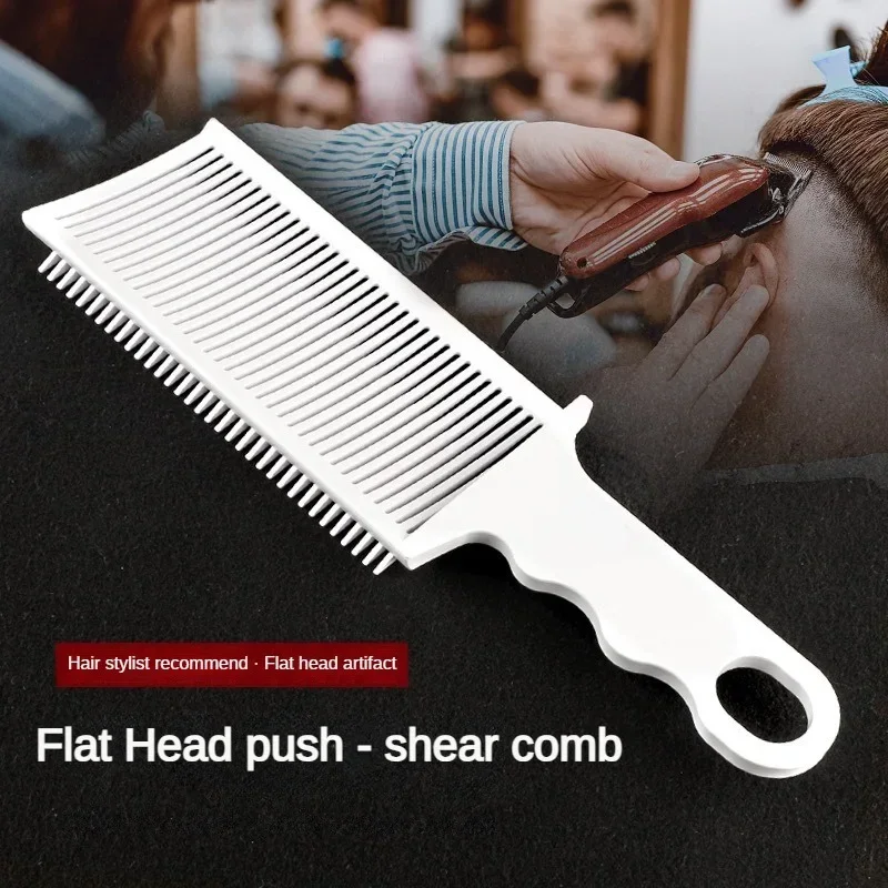 2PCS Hair Cutting Fading Comb Set Flat Top HairCut Combs Men's Silicone Neckline Guide Haircuts Curved Headband Hair Salon Tools