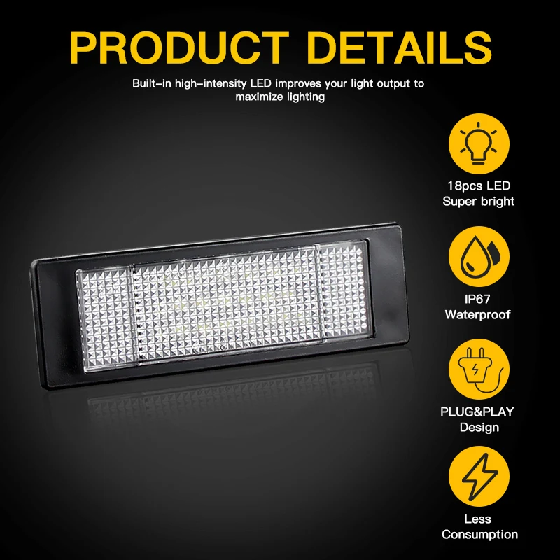 2×License Plate Light for BMW 1 6 Series E81 E87 E63 E64 M6 E85 E86 Z4 F12 F13 F20 K48 Mini R55 R55N R60 R61 Fiat Multipla Marea - view 6