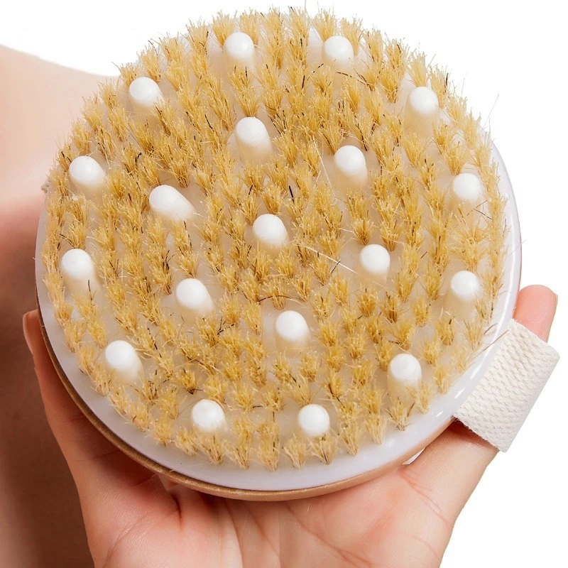 Natural Bristle Brush Soft Wet Dry Skin Body SPA Brush Bath Massager Home Dry Wet Back Shower Brushes Exfoliating Bathing Brush