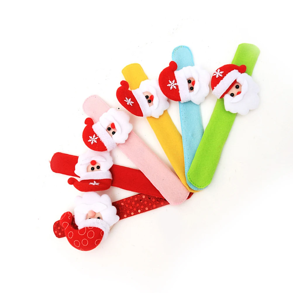 

8 Pcs Pop Circle Bracelet Hand Ring Christmas Decoration Snowman Slap Santa Claus Pat Wristband Kids Bracelets