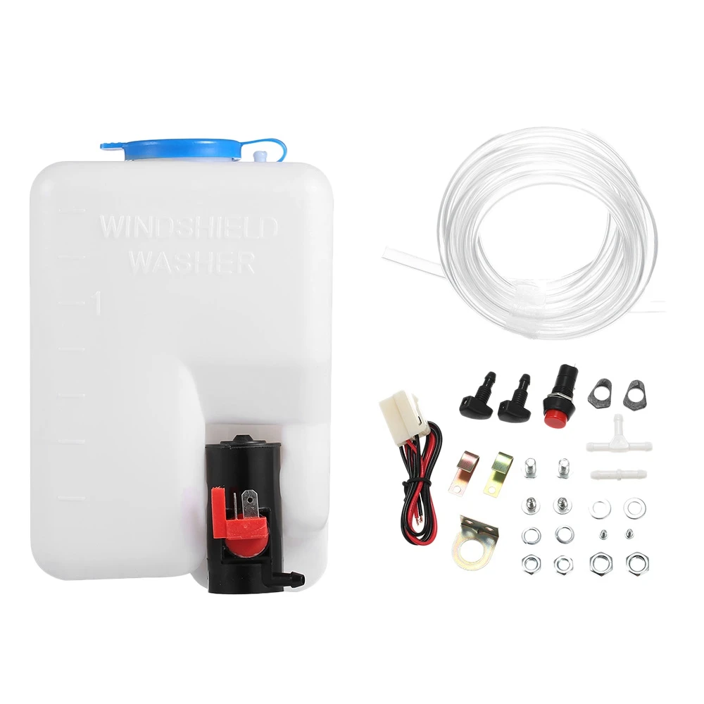 

A82M-Universal Car Windshield Washer Pump Washer Fluid Reservoir Bottle Kit Washer System With Pump Jet Button Switch 160186
