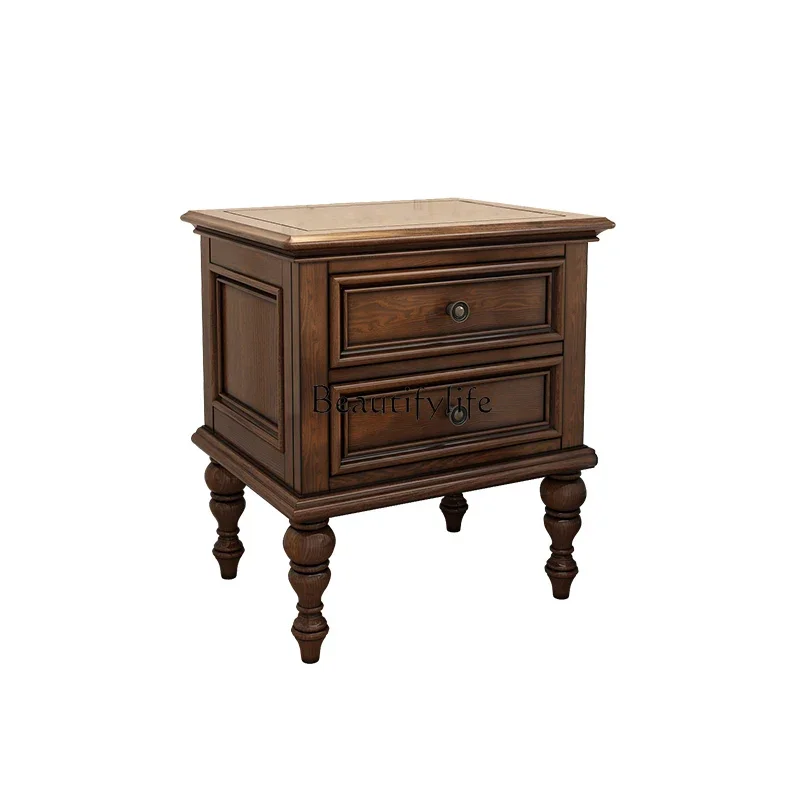 

American rural all-solid wood bedside table, living room side few simple bedside lockers