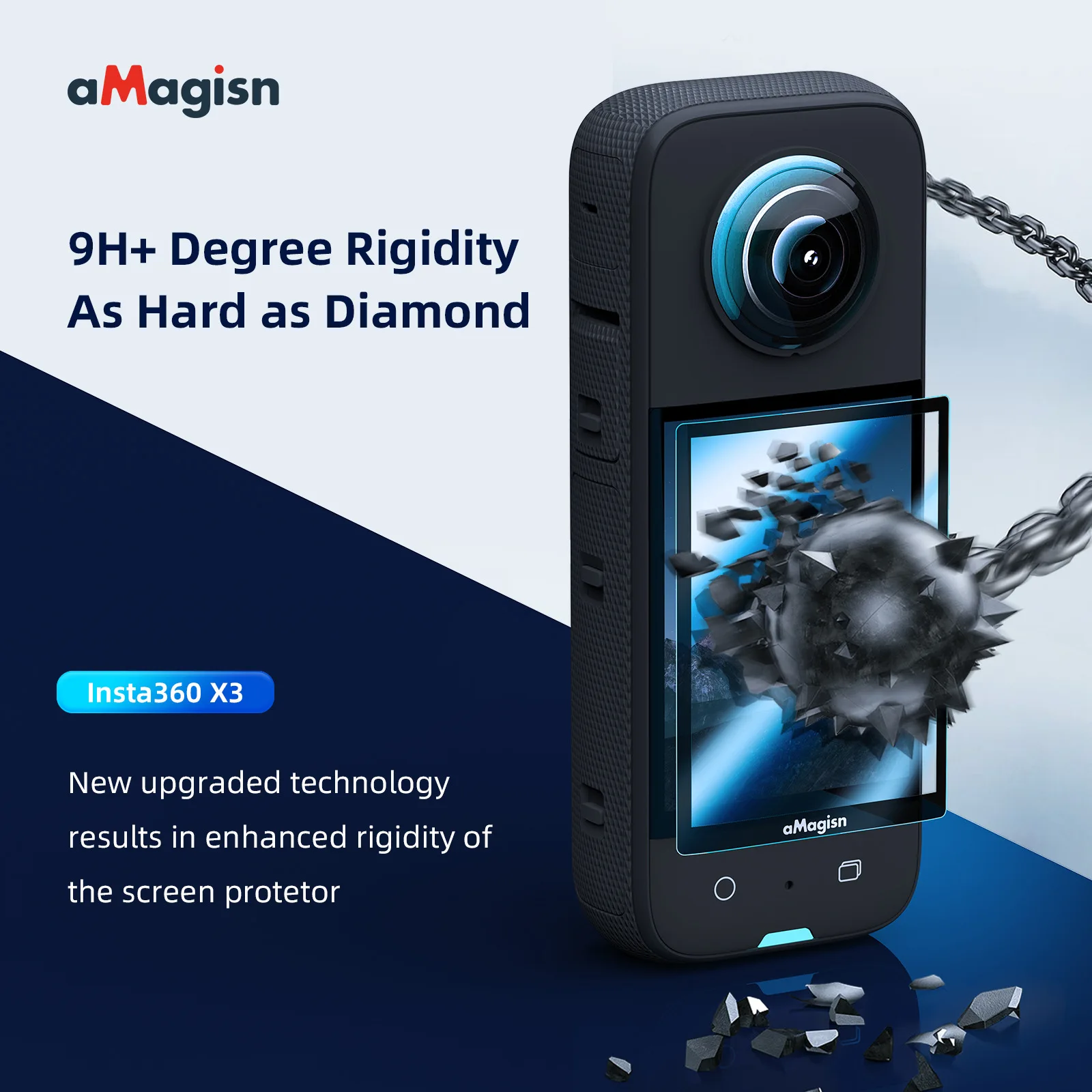 aMagisn For Insta360 X3 Screen Tempered Film Protective Action Camera Accessories