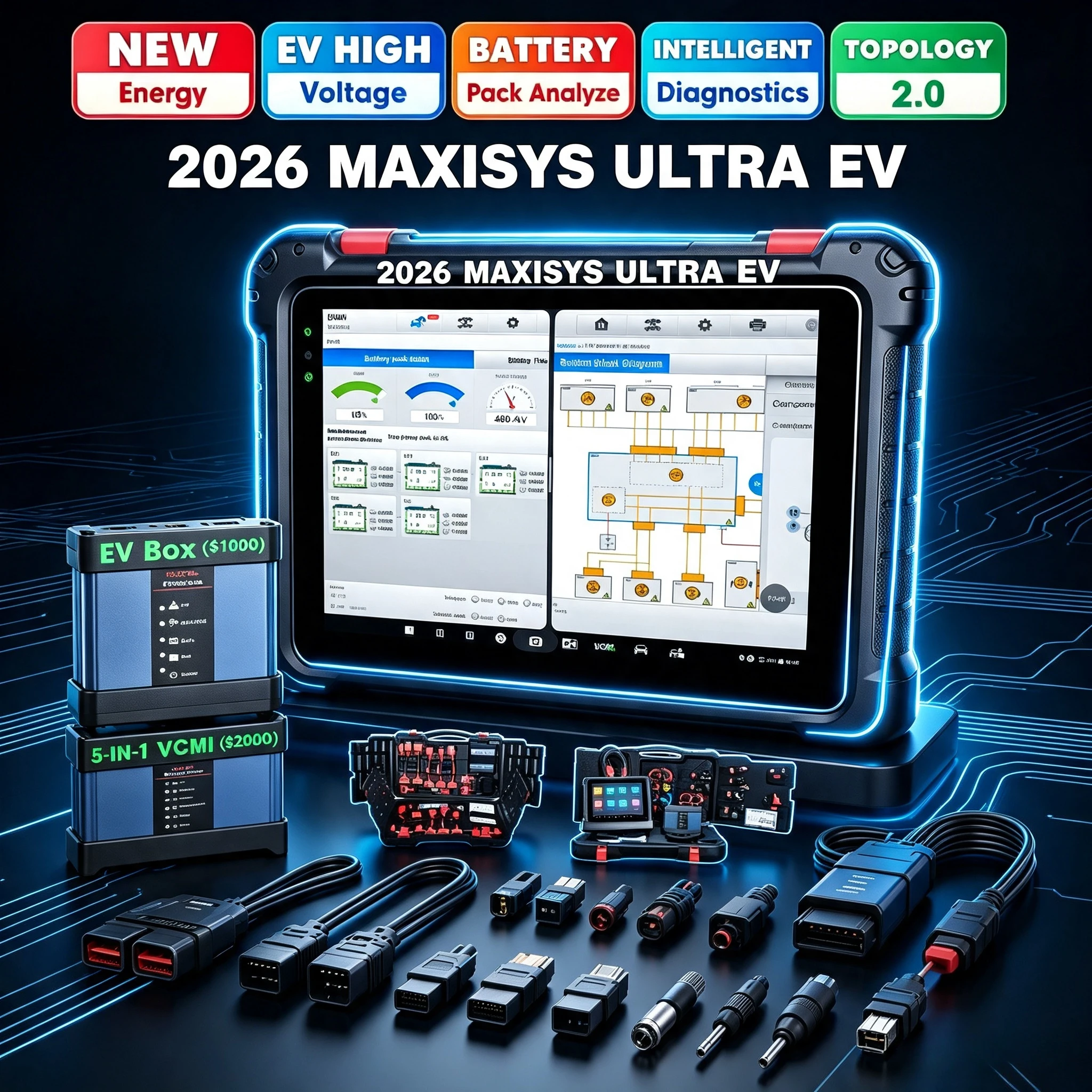 New Energy Vehicle Diagnostic Tool Professional EV Scanner for Mechanics OBD2 Code Reader Full System Diagnosis Compatible