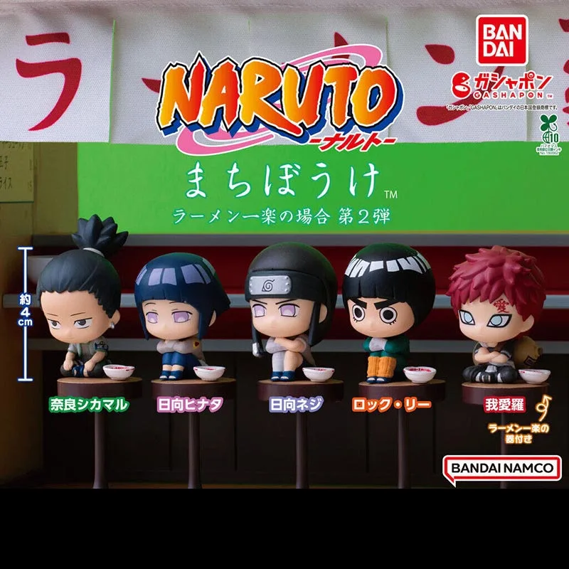 Set de 5 Figuras de Acción Originales de Bandai, Naruto Ichiraku Ramen 2 Twisted Eggs, Gaara Hyuga Hinata, Anime, Regalo de Cumpleaños