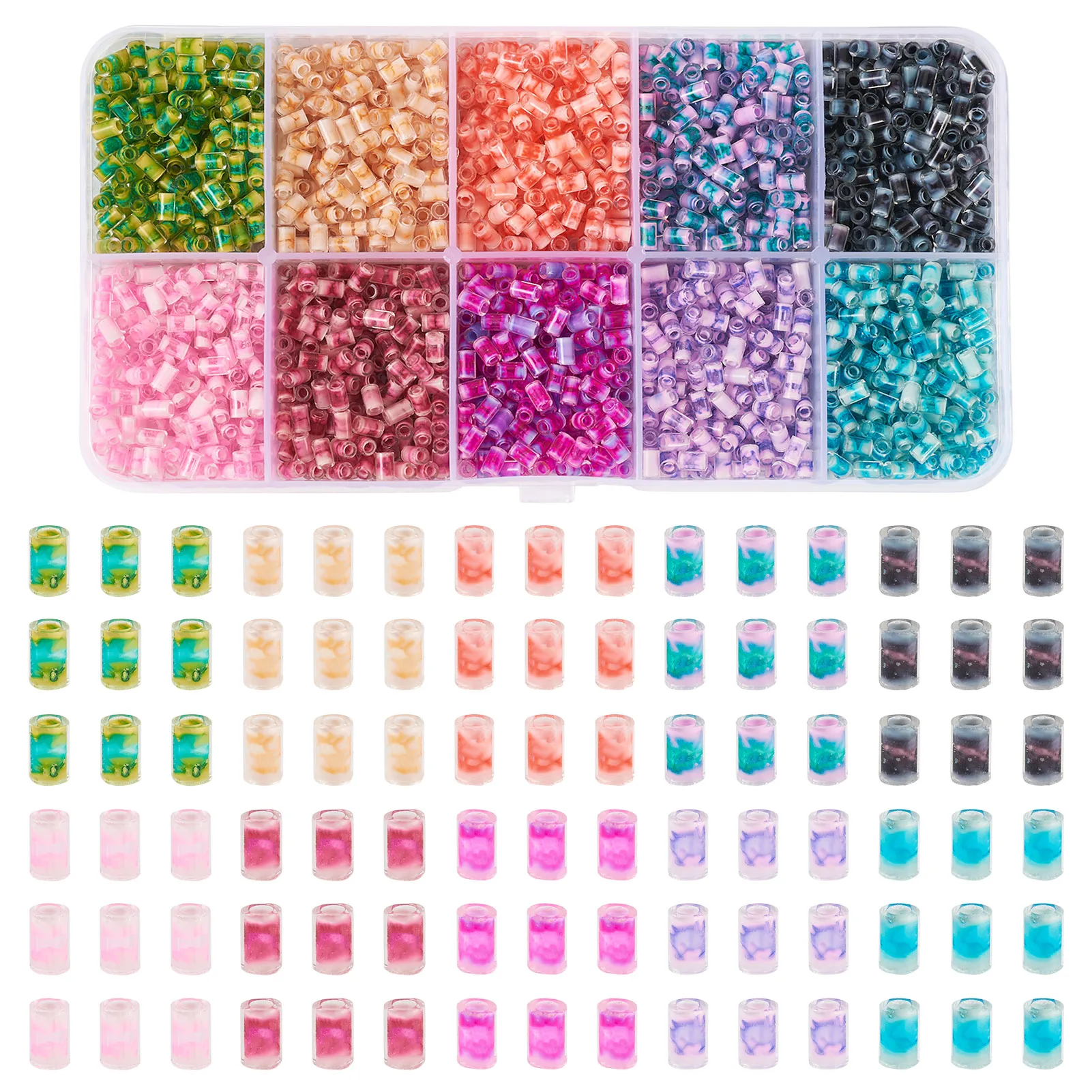 1 Set 10 Color Transparent Glass Seed Beads Mixed Color for Making DIY Jewelry Necklace Earring Bracelet Crafts Supplies