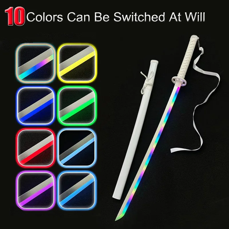 10 Led Gradient Color Glow Sword Sode No Shirayuki Sword Cosplay Samurai Swords Free Knife Holder And Belt