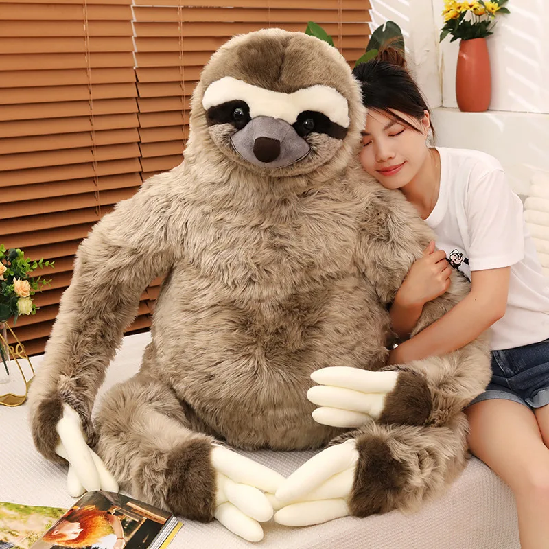 23~50cm Coffee Sloth Plush Toy Stuffed Simulated Wild Animal Plushie Fluffy Home Decor Christmas Gift