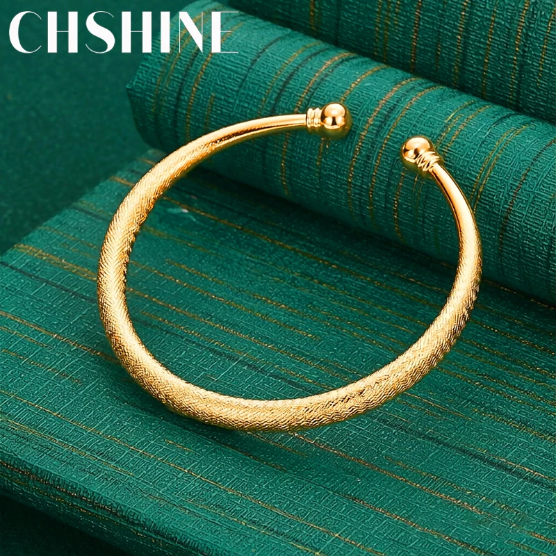 925 Sterling Silber 18K Gold Armreif mit Mattierter Textur für Damen Mode Hochzeit Party Schmuck