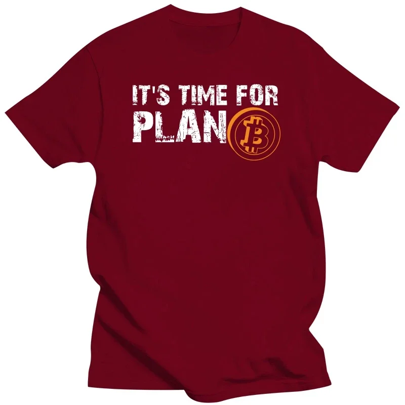 Vintage It\'s Time For Plan B Bitcoin T Shirt Men BTC Crypto Currency Tshirt Cryptocurrency Blockchain Geek Clothes T-Shirts