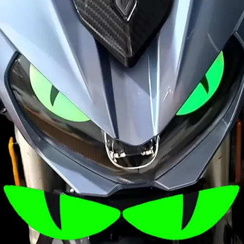 Imagen 1 del producto Par de pegatinas luminosas de ojo de diablo para coche, motocicleta, vehículo eléctrico, calcomanía reflectante, pegamento de goteo, estilo impermeable, brillo nocturno, 7x25cm