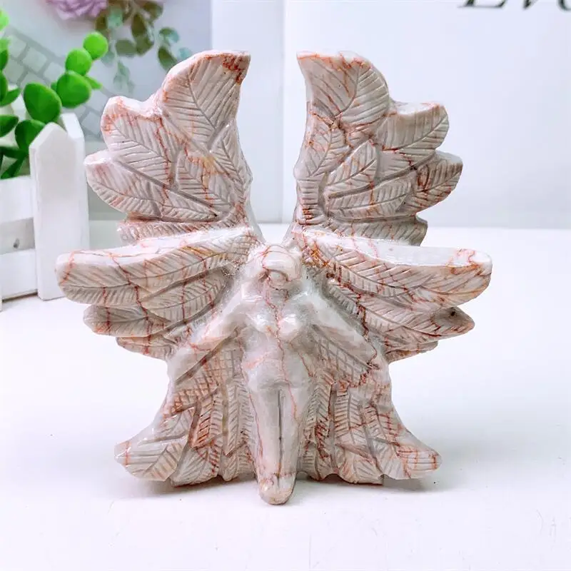 

12CM Natural Jade Seraph Angel Carving Stand Energy Gemstone Healing Stone Home Decoration Gift 1PCS