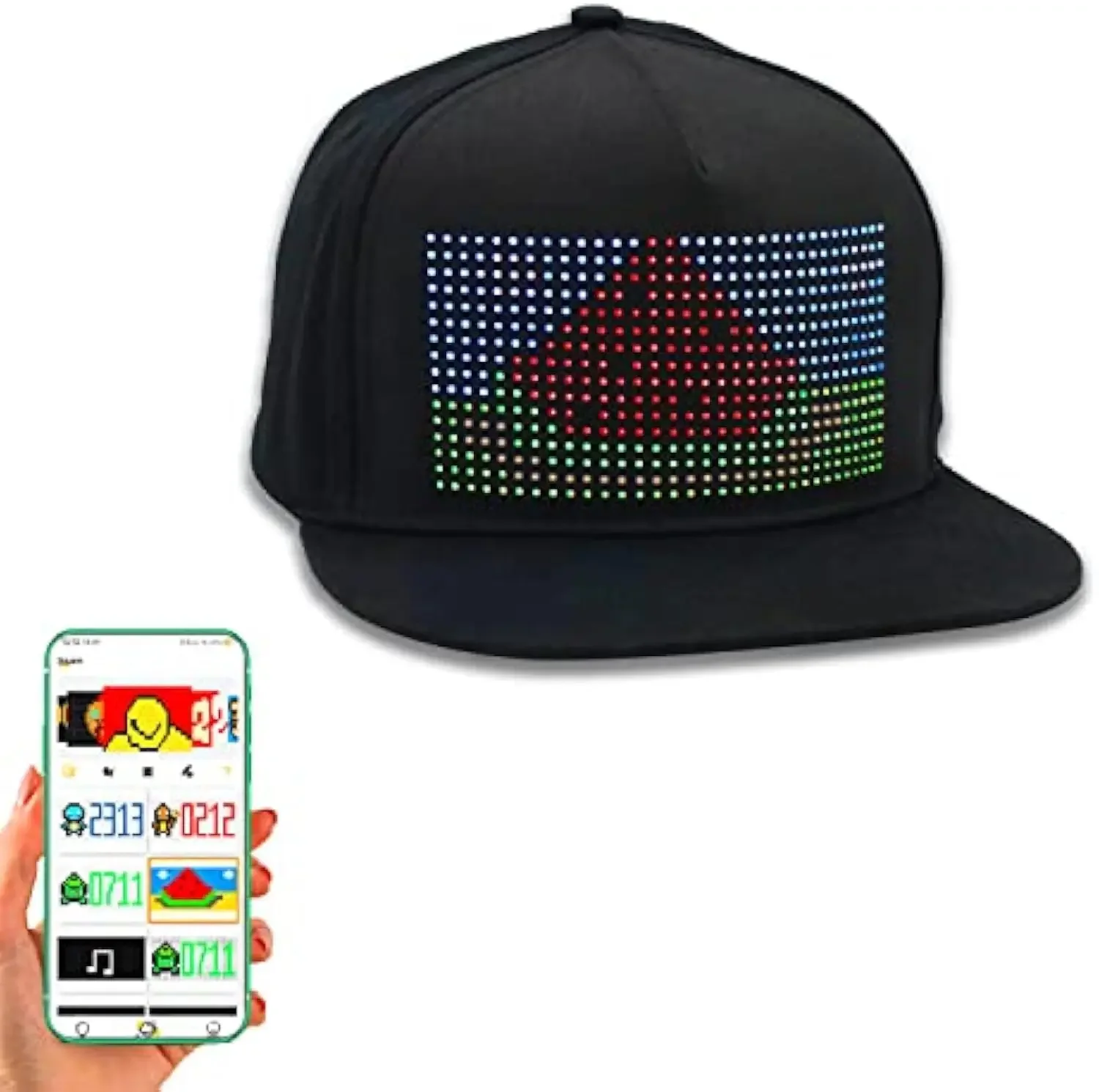 RGB Luminous Scrolling Message Baseball Cap Bluetooth Mobile APP Control LED Display DIY Hip Hop DJ Cap Party Multiple Languages