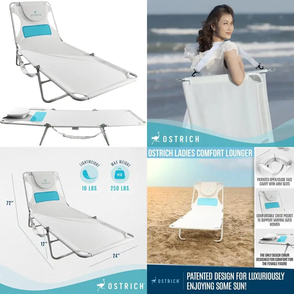 

Легкий складной регулируемый шезлонг с откидной спинкой для мужчин и женщин, идеально подходит для загара на пляже, бассейне и озере