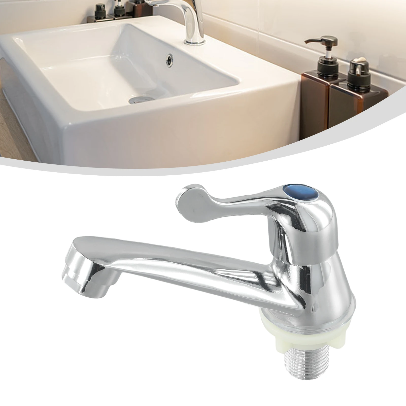 Silver Finish Basin Taps with 1/2\\\'\\\' Threaded Connection for High and Low Pressure Systems in Home Kitchen and Bathroom