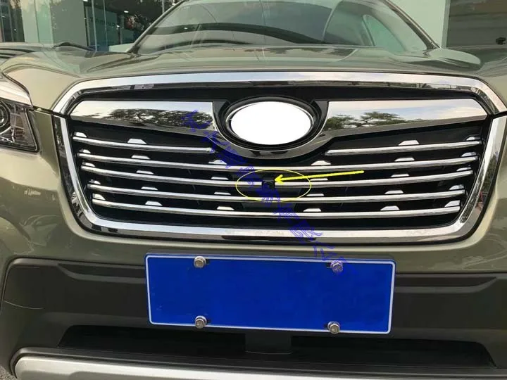 With camera For Subaru Forester SK 2018 2019 Decorate Accessories ABS Chrome Front Grille Cover Center Mesh Trim