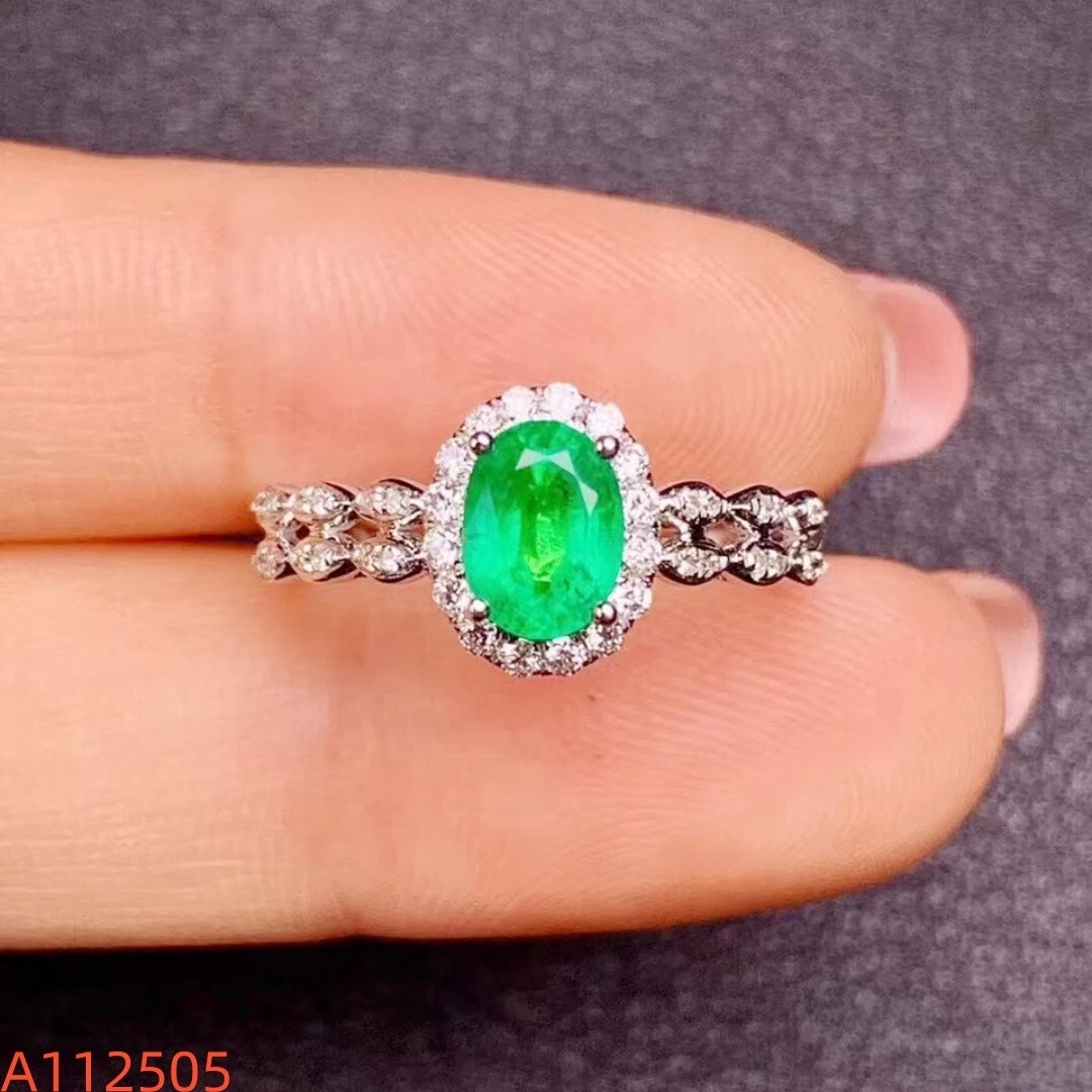 KJJEAXCMY Bestseller Natural Emerald Ring High Clarity Lustrous Color Locking S925 Silver Electroplated Jewelry Festival Gift