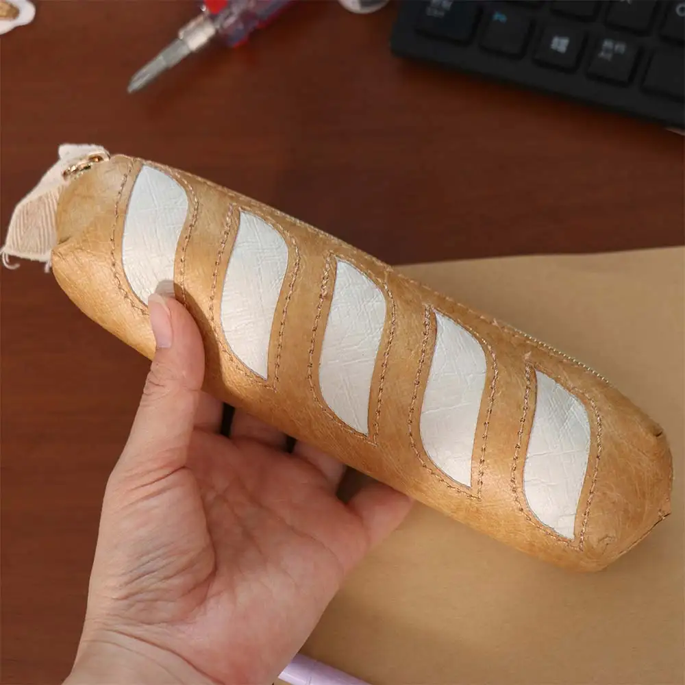 Portable French Bread Pencil Case Zipper Marker Pouch Dupont Paper Pencil Bag Large Capacity Creative