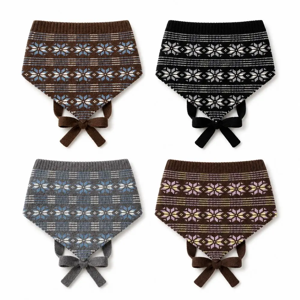 Yarn Triangle Hip Scarf Knitted Texture Fair Isle Pattern Knitted Waist Wrap Vintage Style Triangle Shape Triangle Waist Scarf