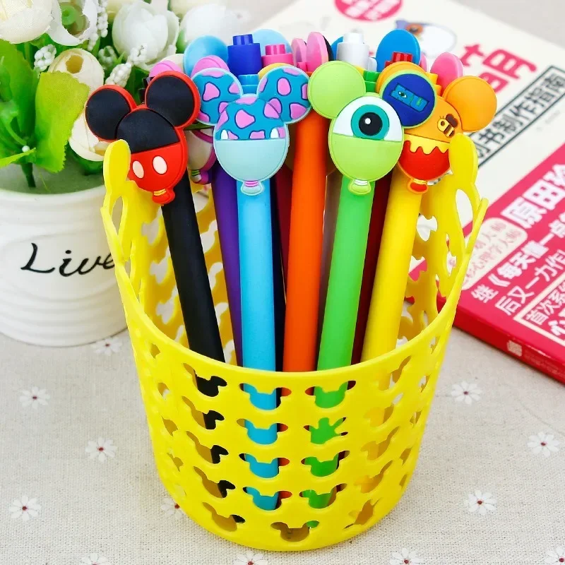 Disney Mickey Mouse Neutral Pen Kawaii Cartoon Christmas Stationery Supplies Kids School Writing Signature Pen Office Stationery