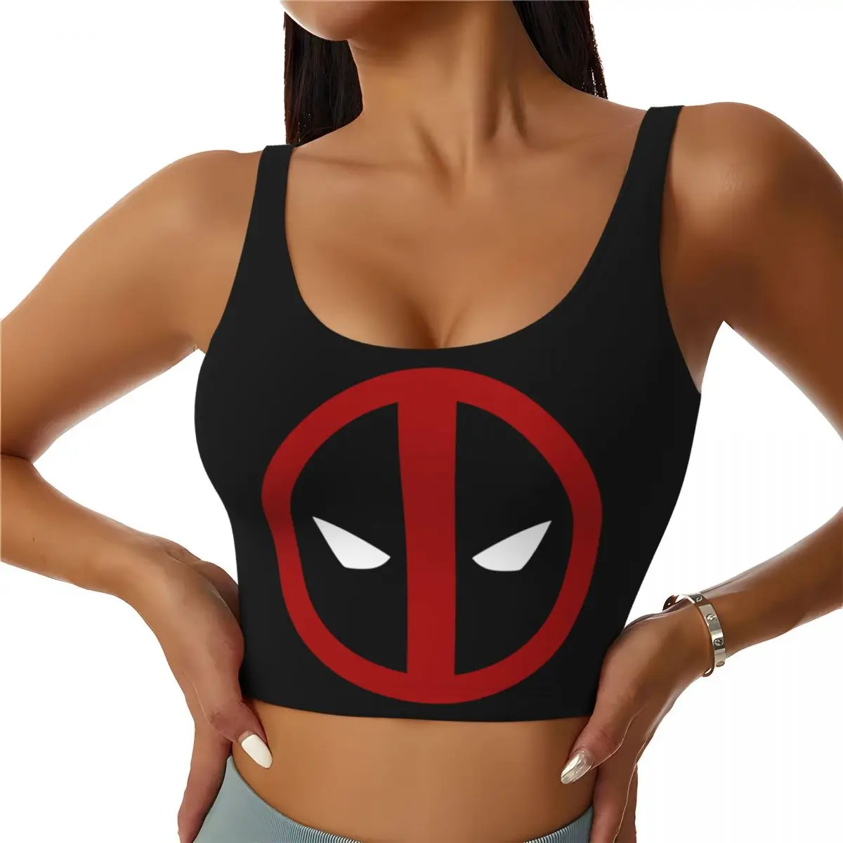 Custom Superhero Workout Crop Tank Tops for Women Seamless Deadpool Sympol Running Yoga Sports Bras