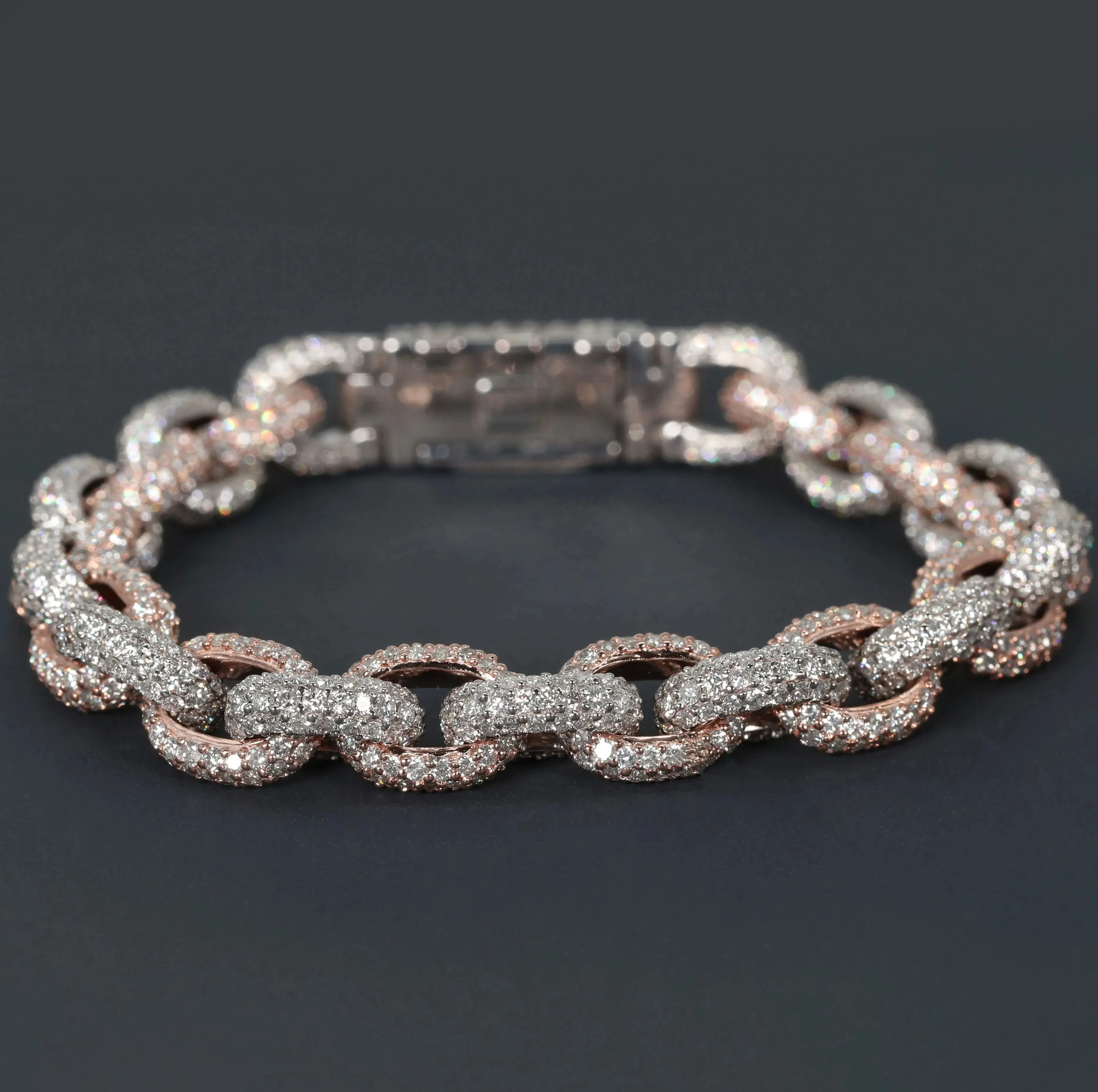 

Men's Vintage 925 Sterling Silver Bracelet Enhanced VVS Clarity Brilliant Cut Moissanite Diamond Stainless Steel Jewelry For