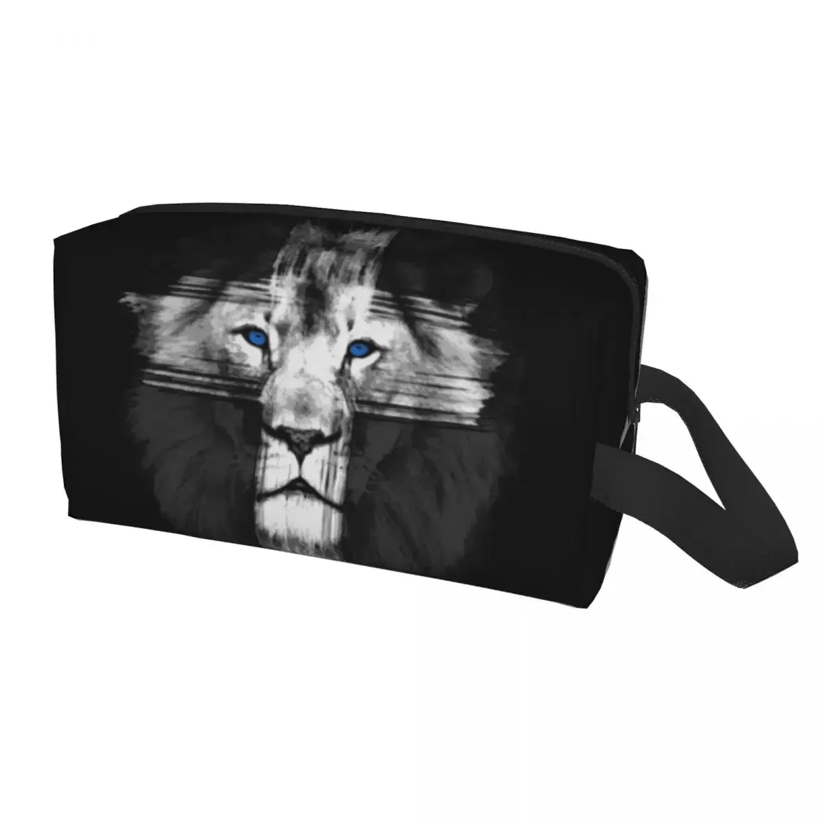 Cool Lion Of Judah Jesus Cross Travel Toiletry Bag for Women Christian Faith Makeup Cosmetic Organizer Beauty Storage Dopp Kit